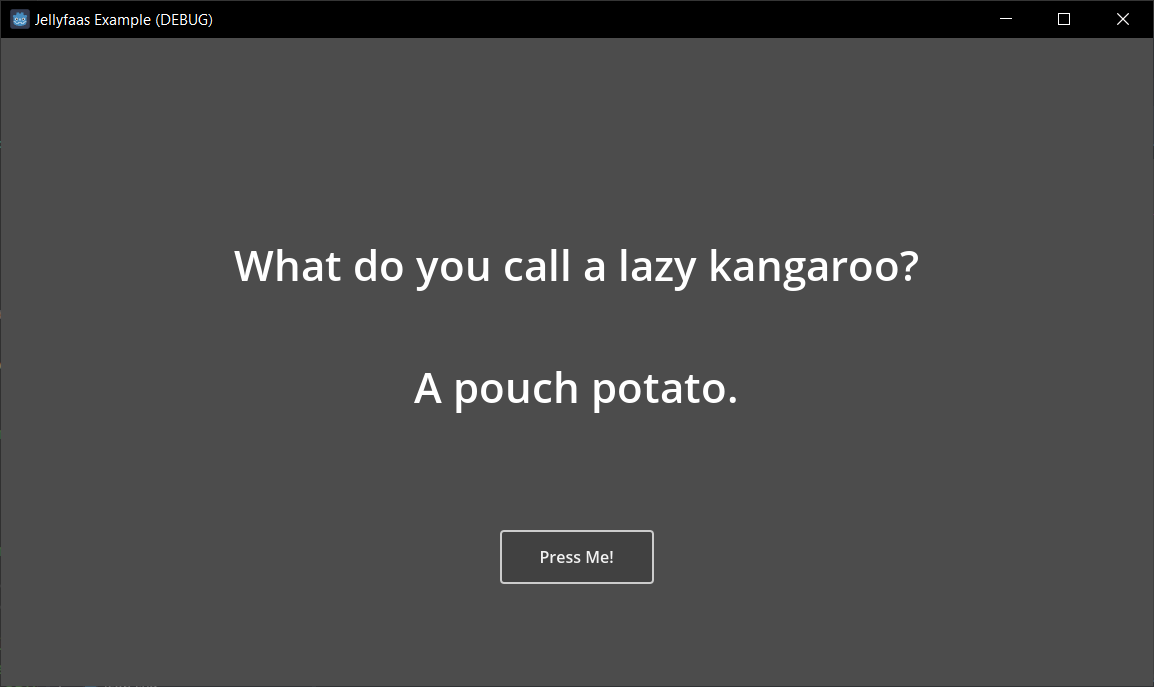 The application after pressing the button
