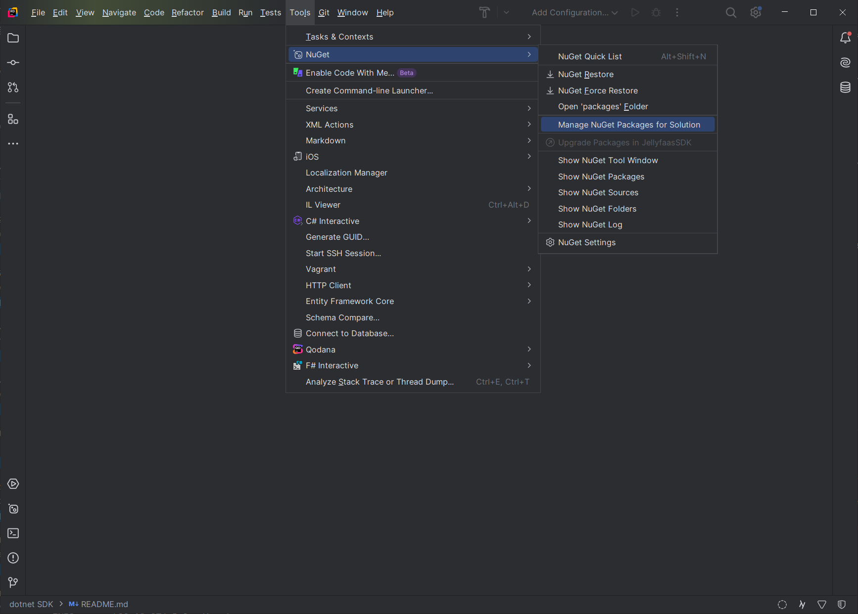 Where to find the NuGet package manager