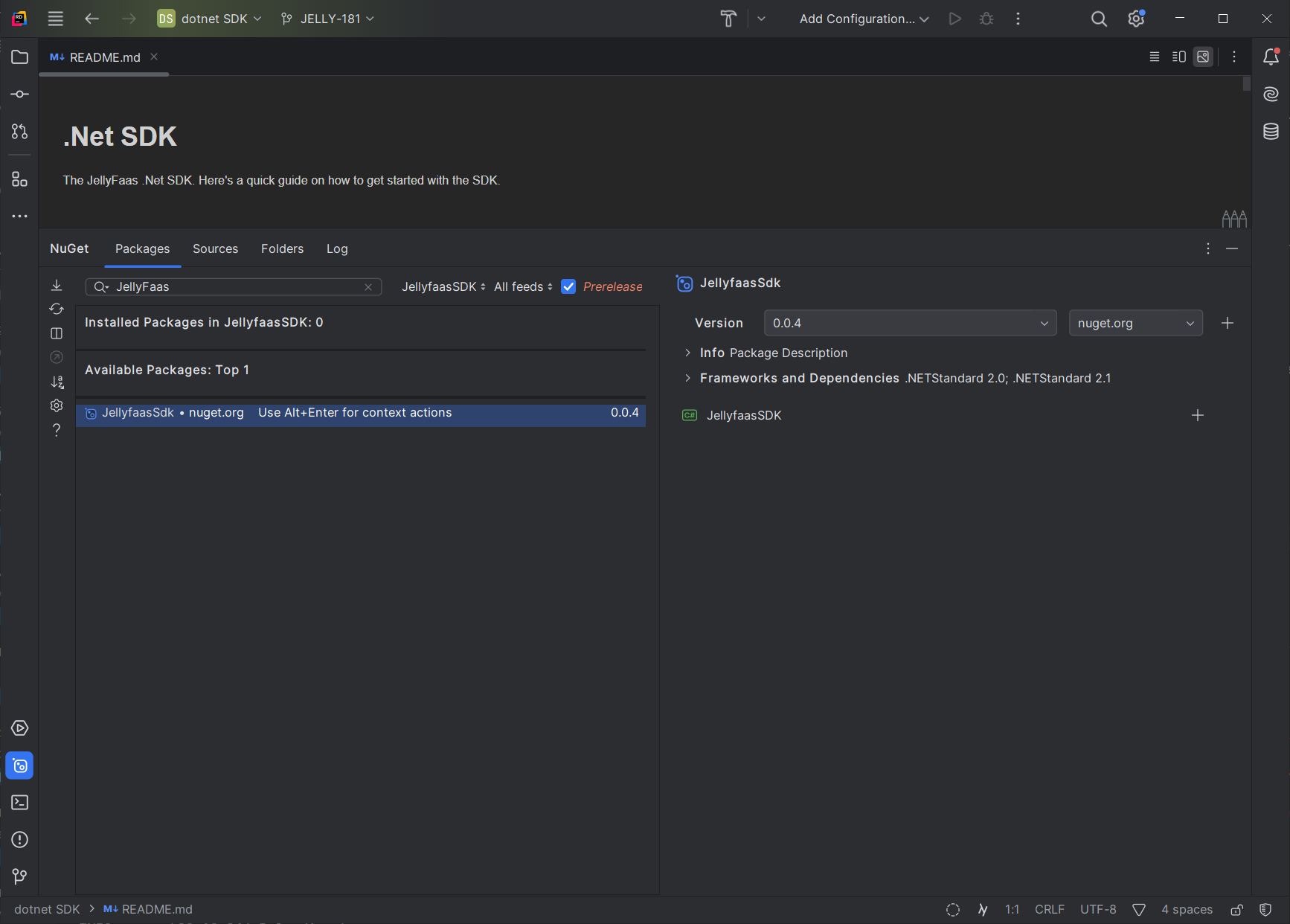 NuGet package manager in JetBrains Rider
