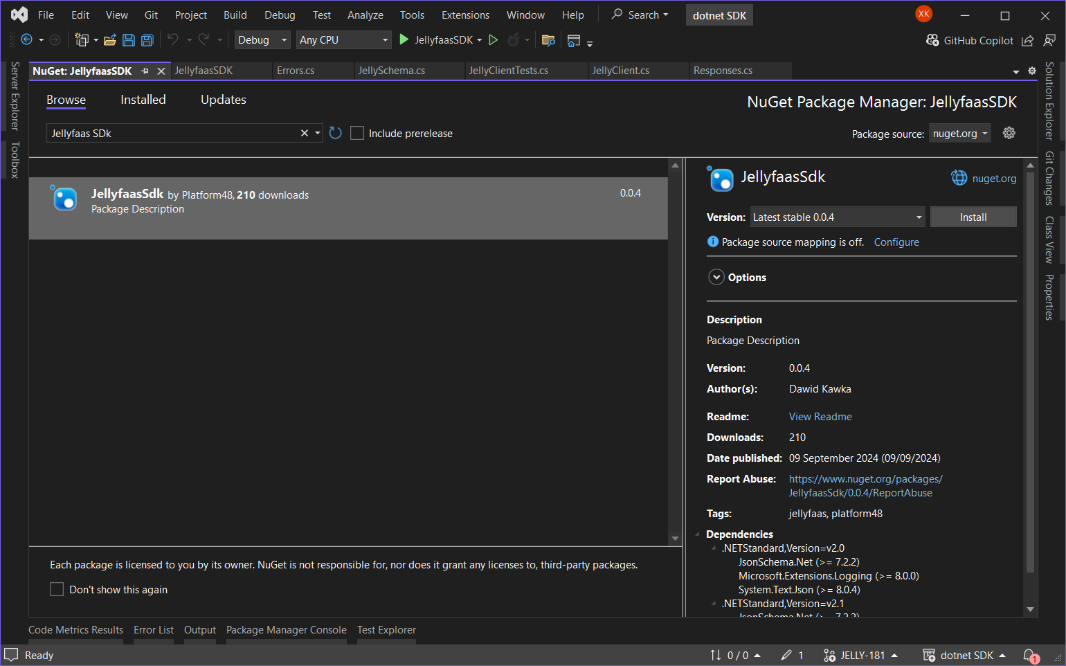 NuGet package manager in Visual Studio