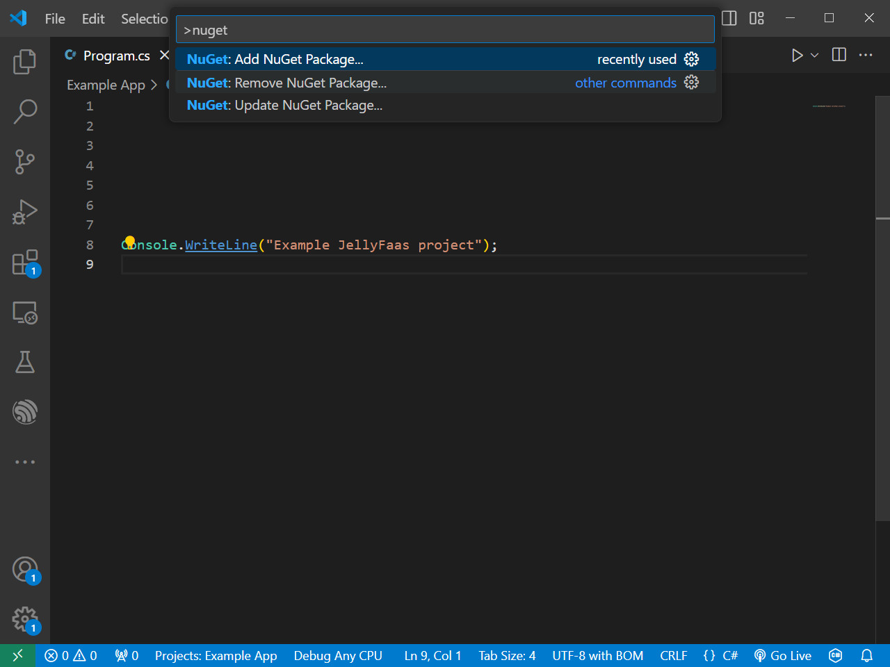 Where to find the NuGet package manager