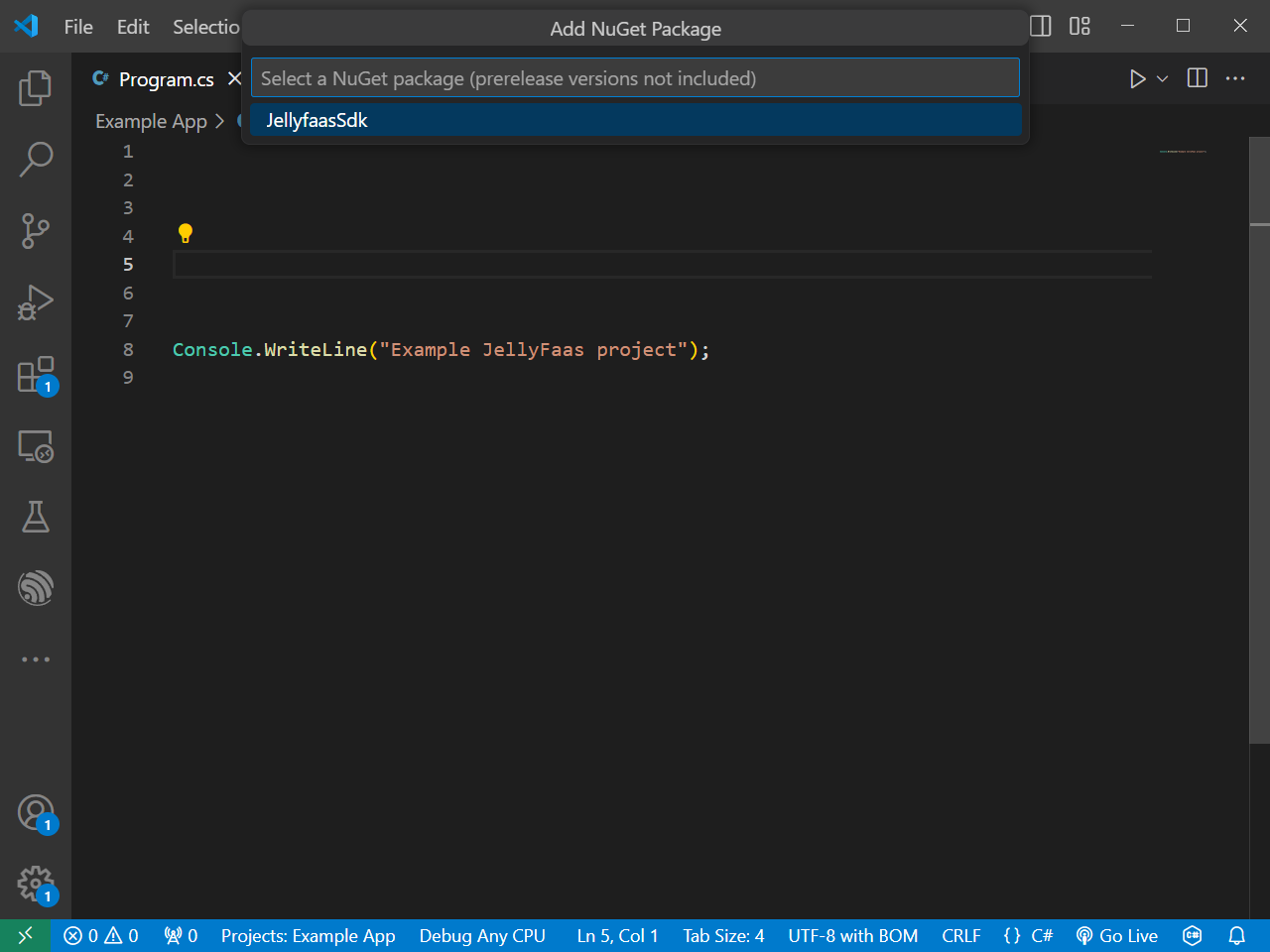 NuGet package manager in Visual Studio Code
